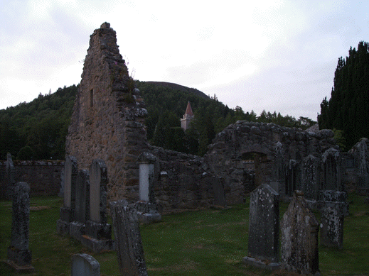 Ruins of St Manire's church at Crathie.