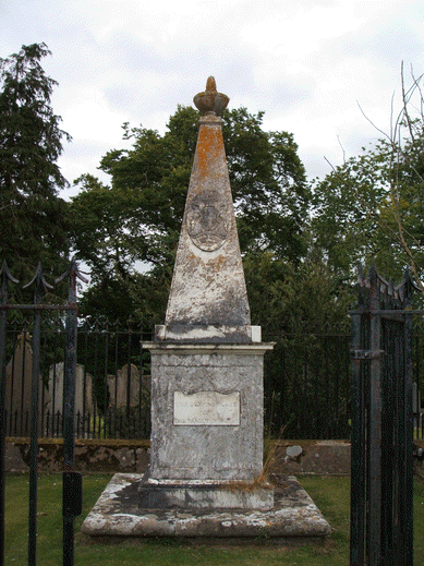 Photo of the burial place of the family of Moray in the churchyard at Dyke.