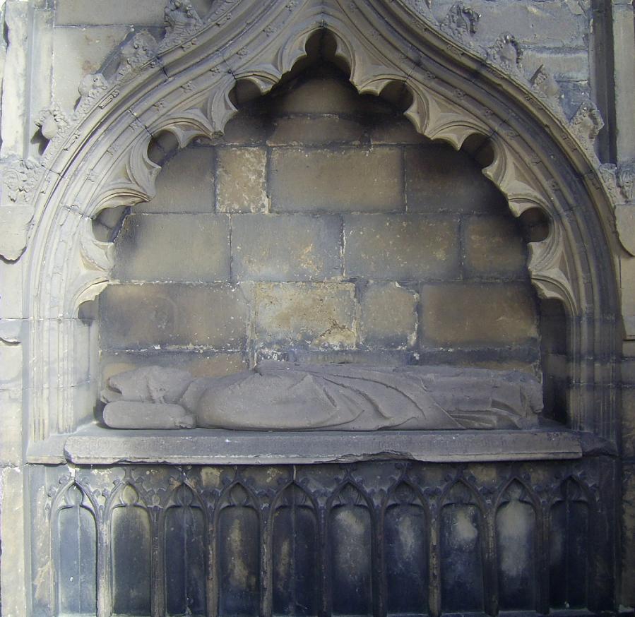 Photo of Bishop John de Winchester's tomb in Elgin Cathedral.