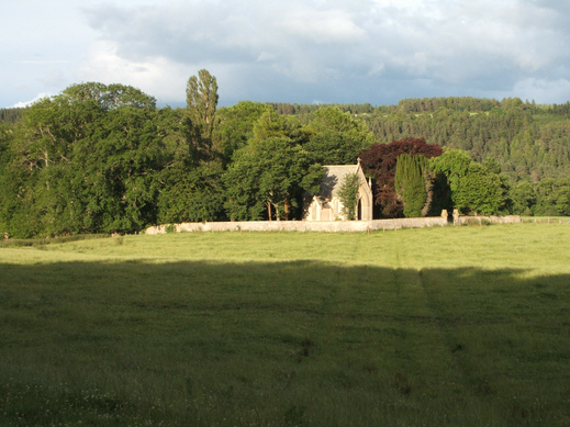 Photo of The Wharton-Duff mausoleum at Orton looking east to the Craigs of Cuildell.
