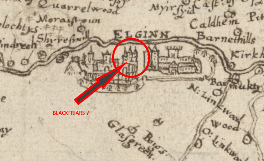 Extract taken from Pont's Map of Elgin and northeast Moray.