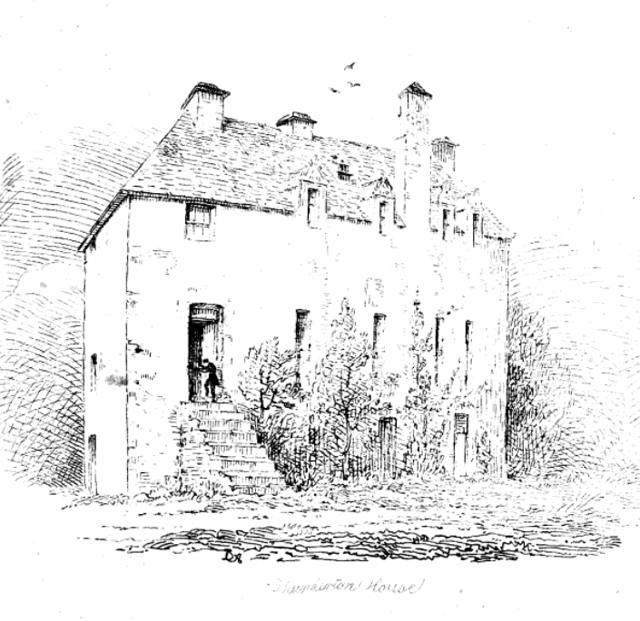 Rhind's drawing of Thunderton House.
