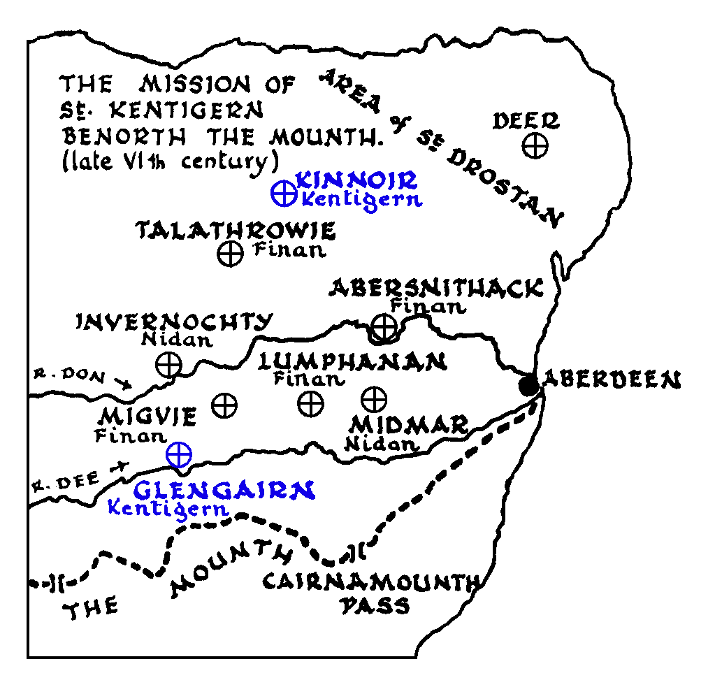 Map showing churches associated with St Kentigern