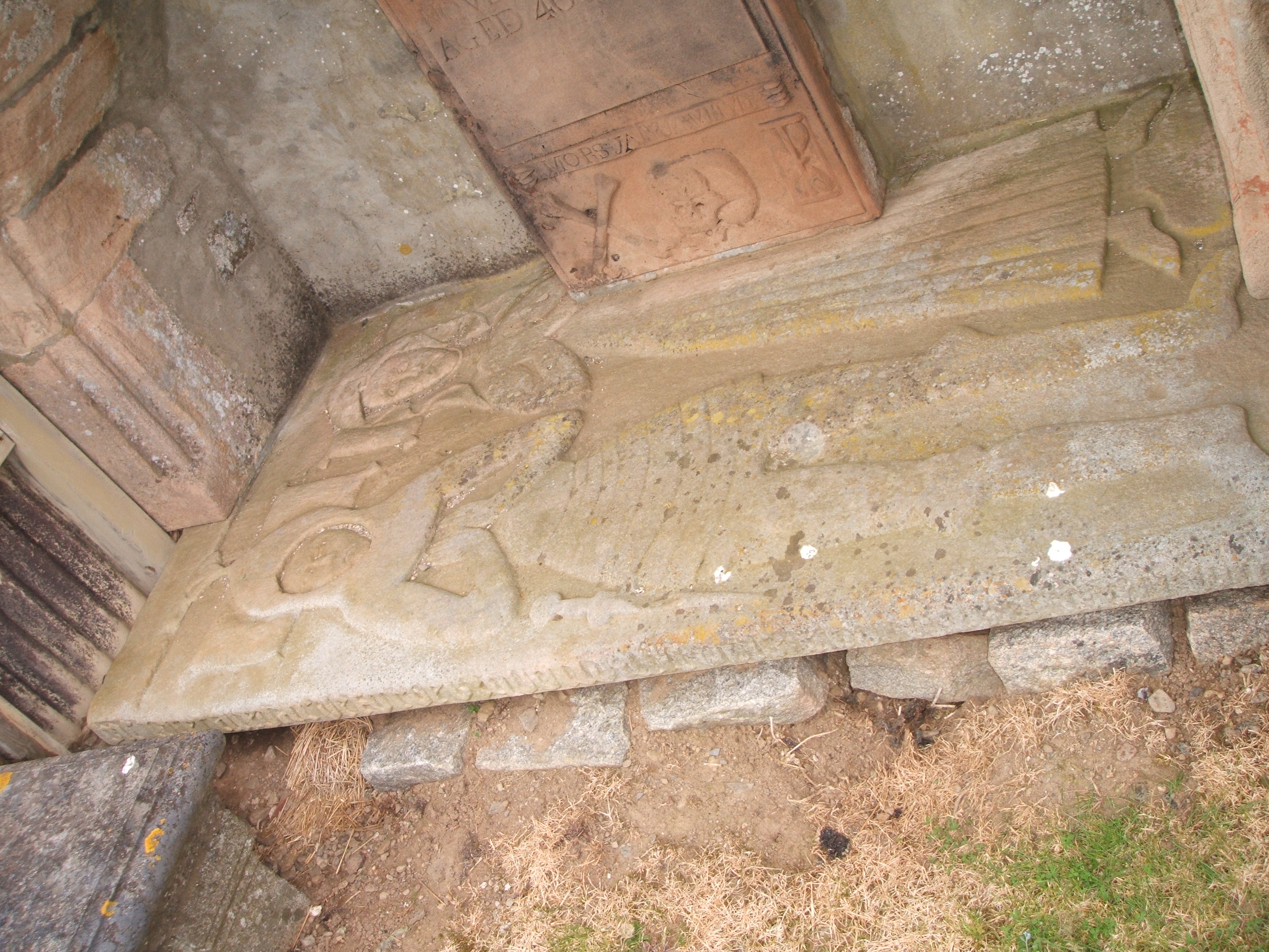 Close-up Photo of the Medieval tomb at Kildrummie.