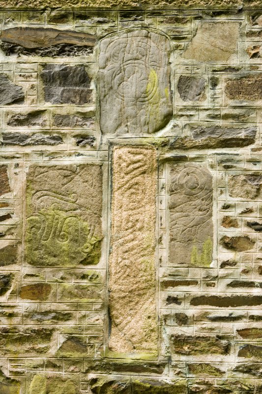 Picture of the Pictish and Early-Christian stones at Fyvie parish church.