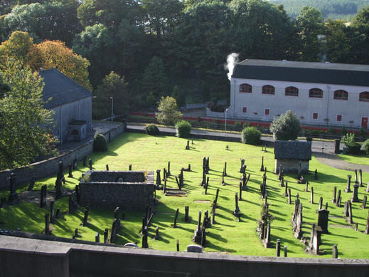 Looking south over the old graveyard at Rothes.